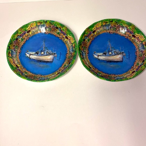 222 FIFTH MELAMINE SAGE BOAT SERVING BOWLS - pair of 2 bowls - Picture 4 of 16